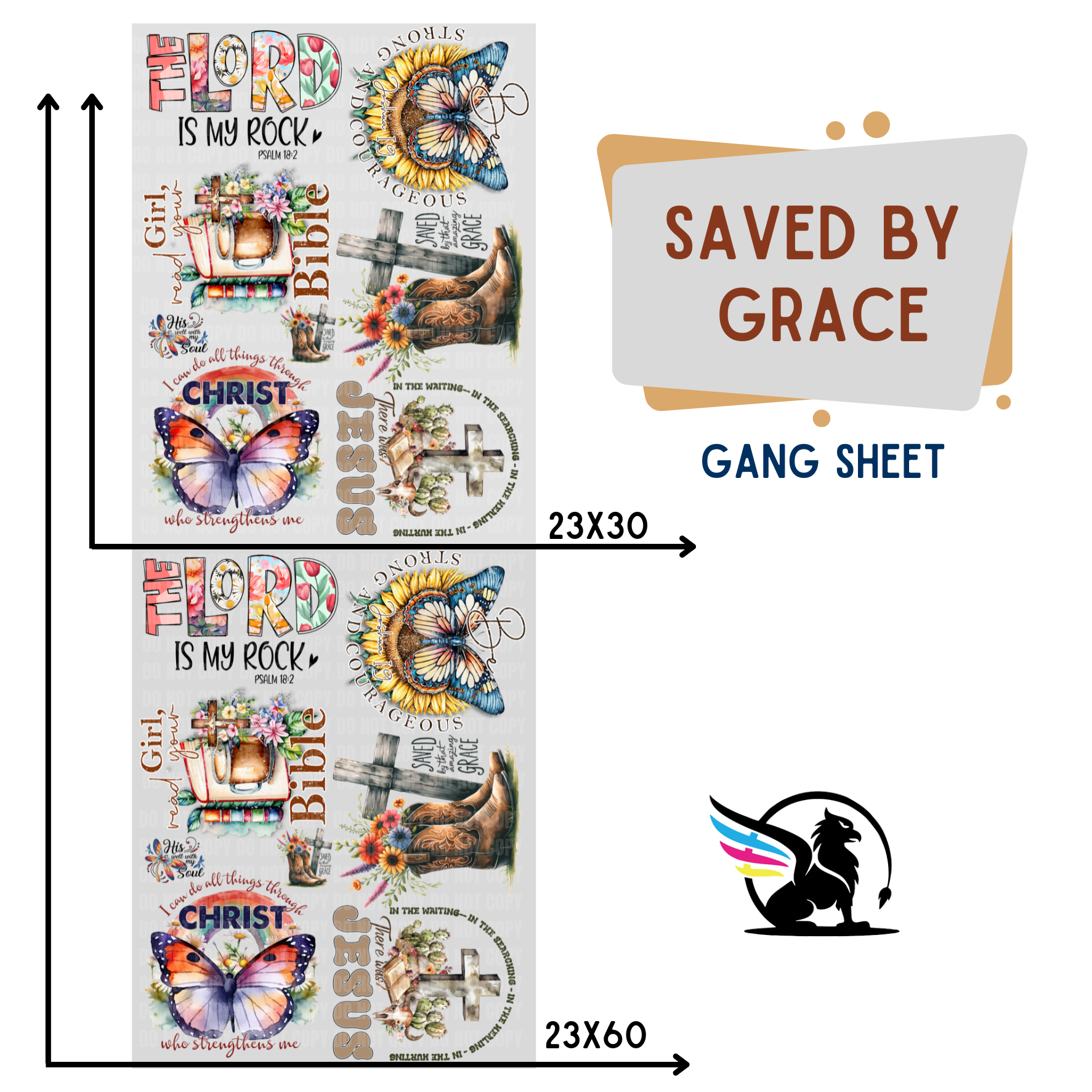 Saved By Grace | Premade DTF Transfer Gang Sheet For Graphic Tees - Griffin Expressions
