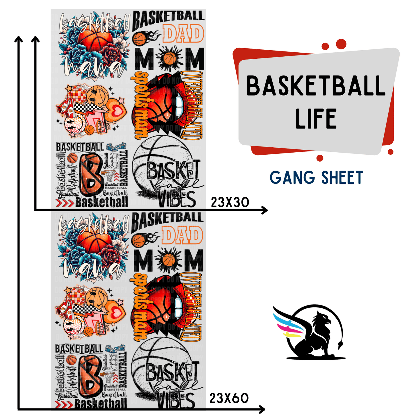 Basketball Life | Premade DTF Transfer Gang Sheet For Graphic Tees - Griffin Expressions