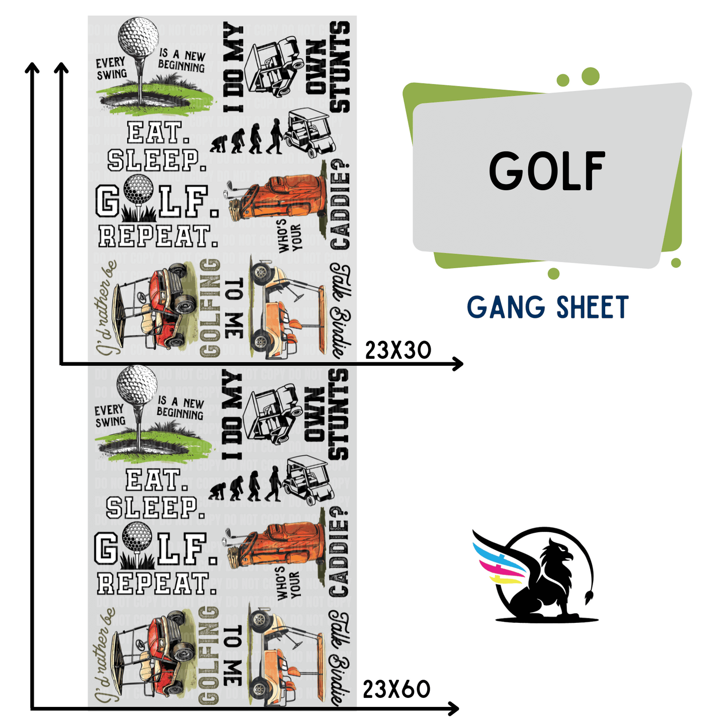 Golf | Premade DTF Transfer Gang Sheet For Graphic Tees - Griffin Expressions