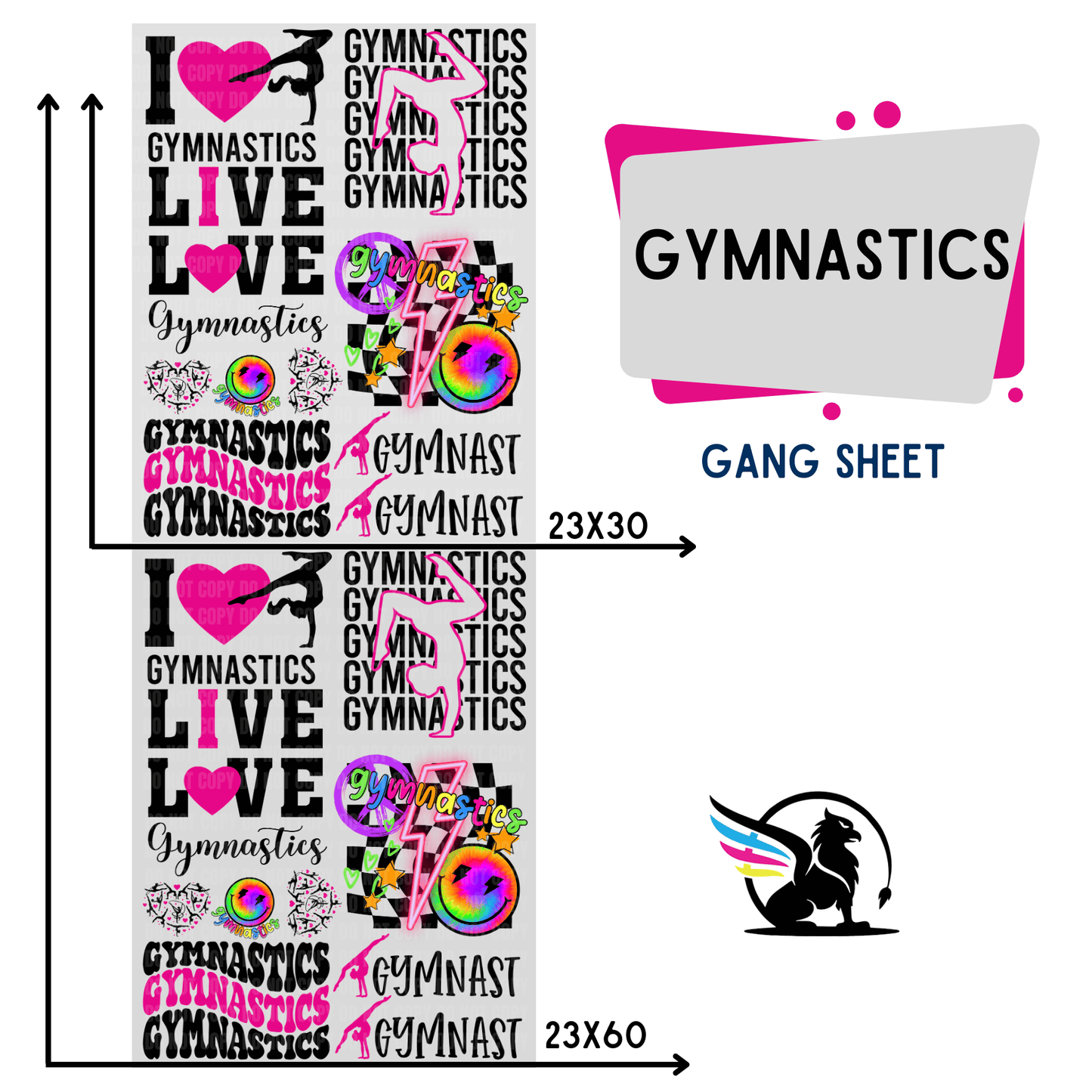 Premade DTF Transfer Gang Sheet For Graphic Tees| Gymnastics - Griffin Expressions