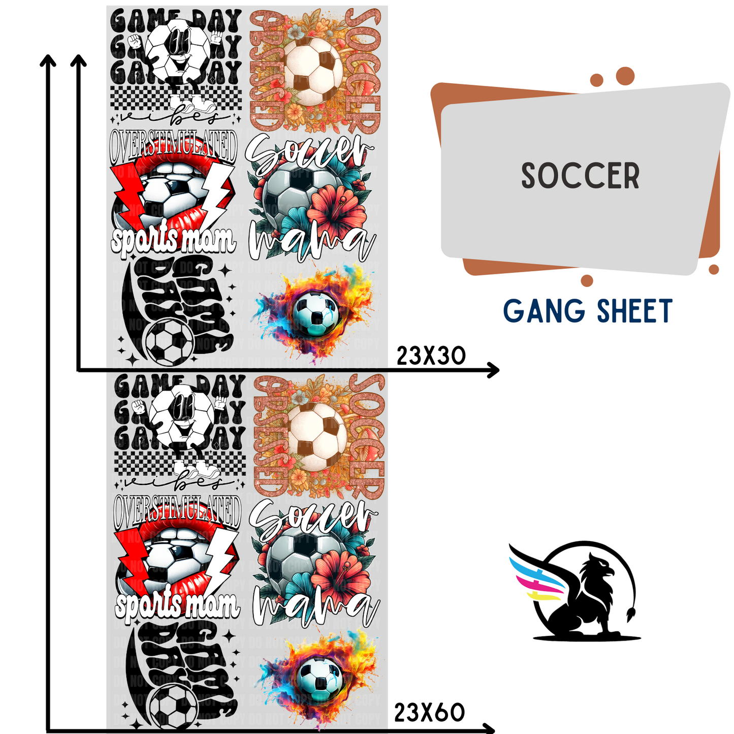 Soccer | Premade DTF Transfer Gang Sheet For Graphic Tees - Griffin Expressions