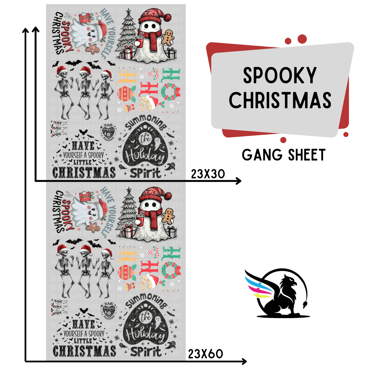 Premade DTF Transfer Gang Sheet For Graphic Tees | Spooky Christmas