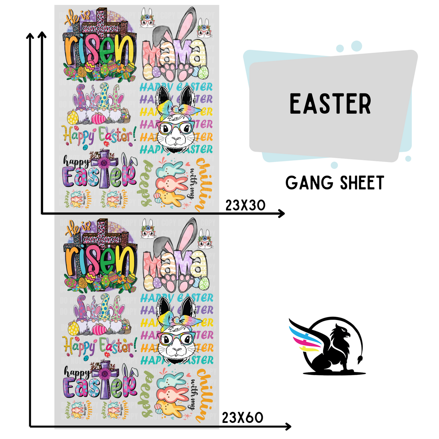 Premade DTF Transfer Gang Sheet For Graphic Tees| Easter - Griffin Expressions