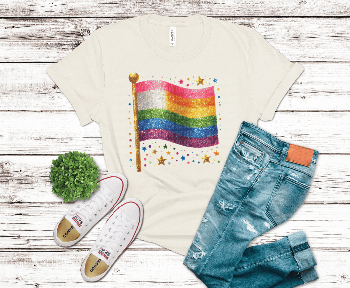 Premade DTF Transfer Gang Sheet For Graphic Tees | Pride Sparkle