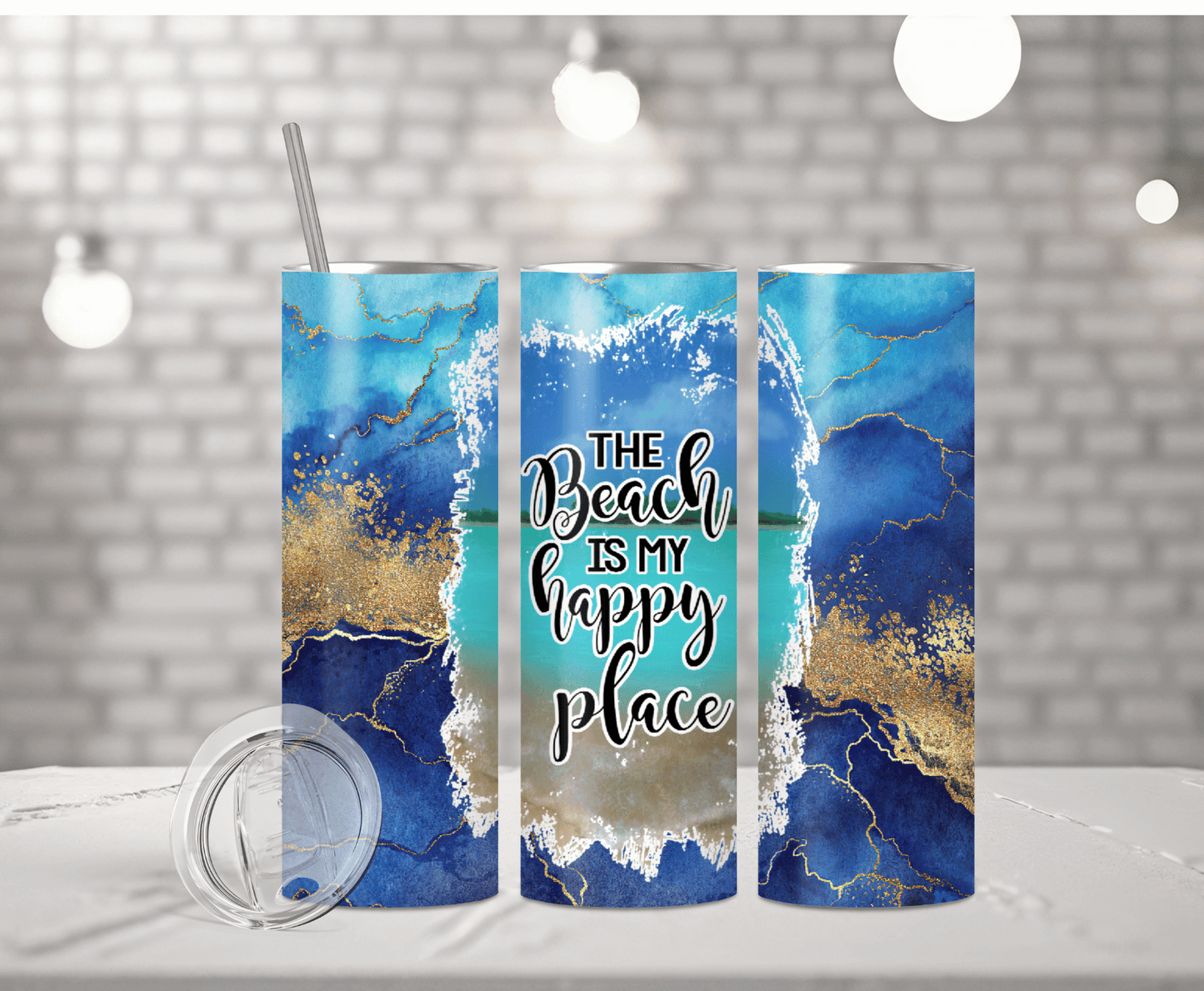 The Beach Is My Happy Place | Sublimation Tumbler Transfer - Griffin Expressions
