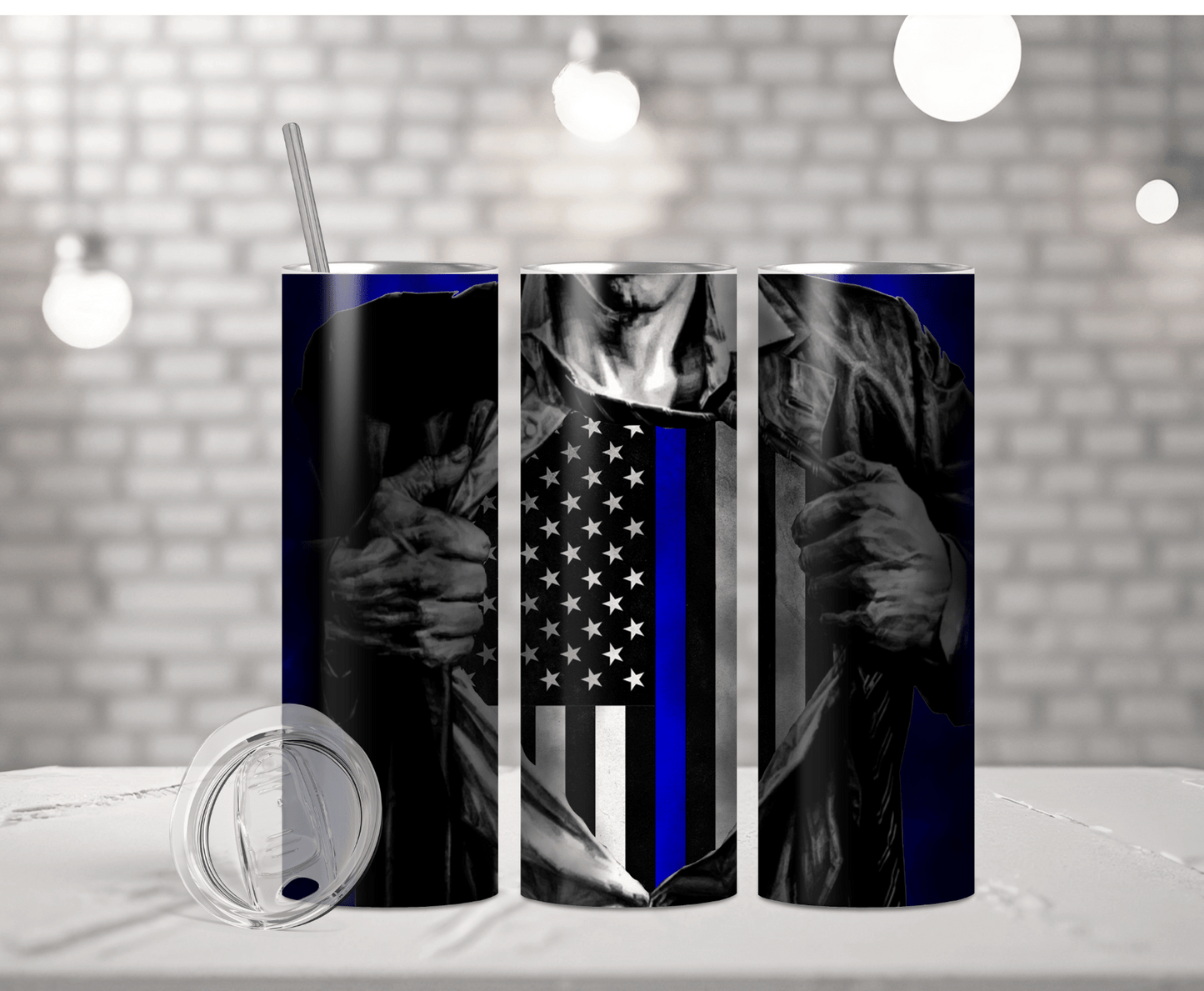 Blue Line Superman | Sublimation Tumbler Transfer - Griffin Expressions