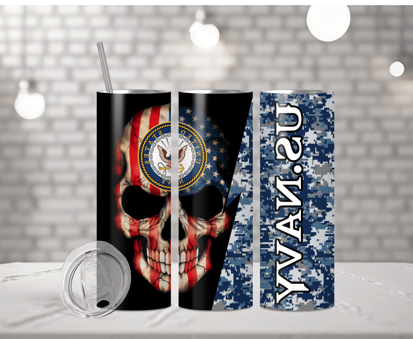 US Navy Skull | Sublimation Tumbler Transfer - Griffin Expressions