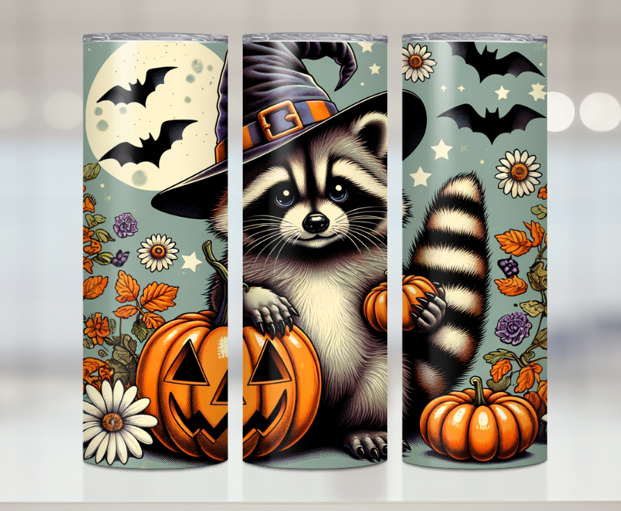 Halloween Racoon Pumpkin| Premium Sublimation Tumbler Transfers – Vibrant, Long-Lasting Designs