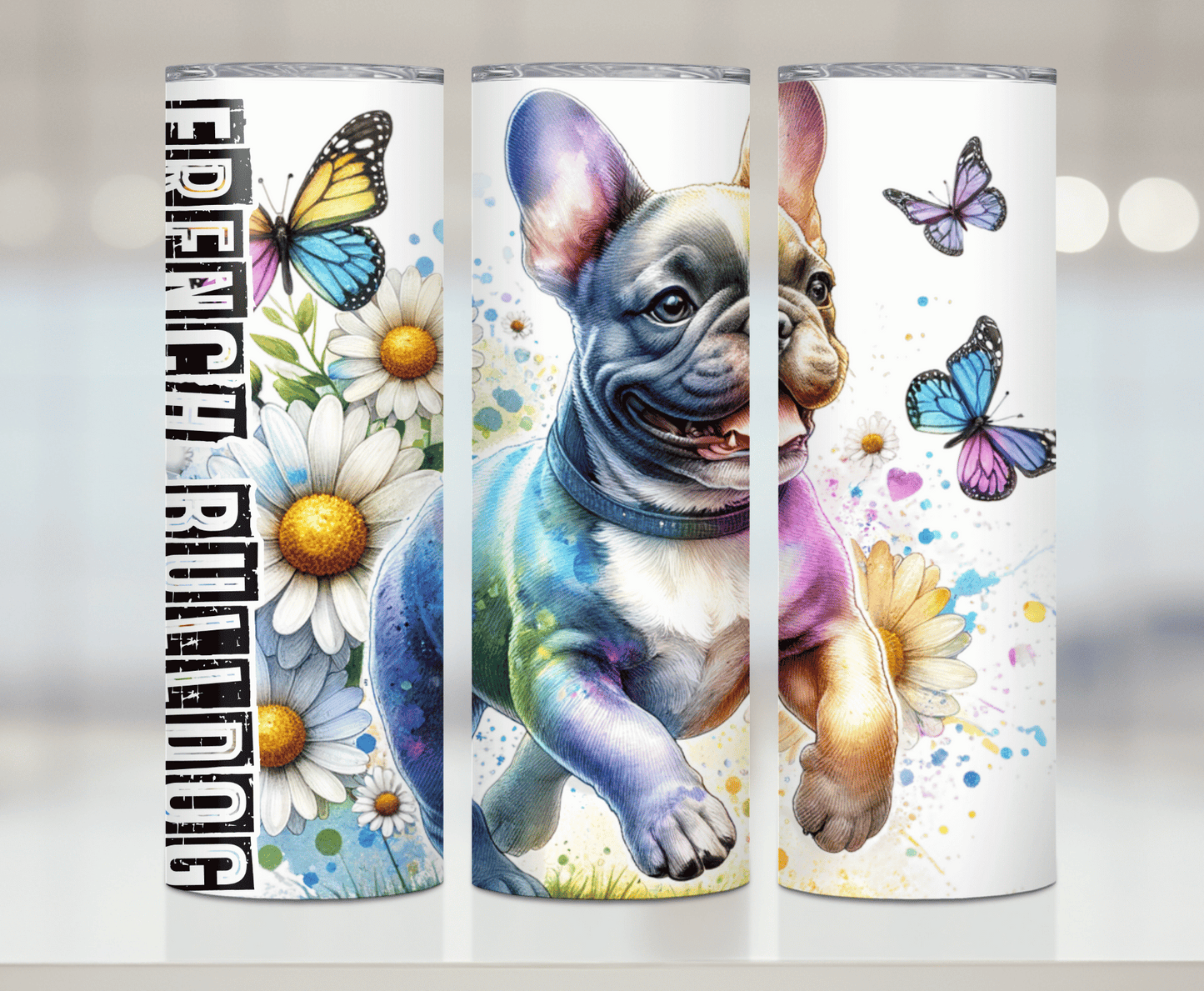 Watercolor French bulldog | Premium Sublimation Tumbler Transfers – Vibrant, Long-Lasting Designs