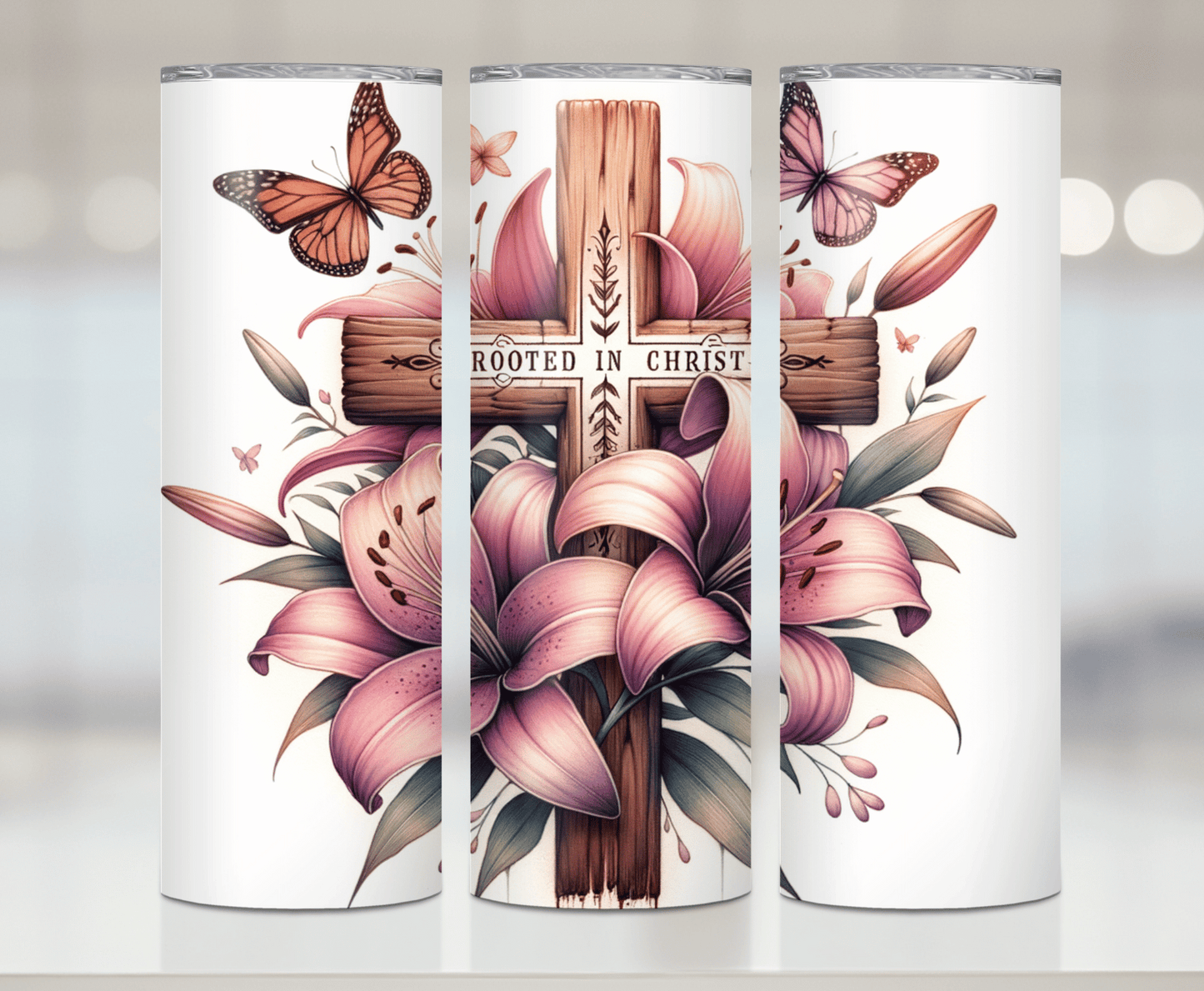 Rooted In Christ | Premium Sublimation Tumbler Transfers – Vibrant, Long-Lasting Designs