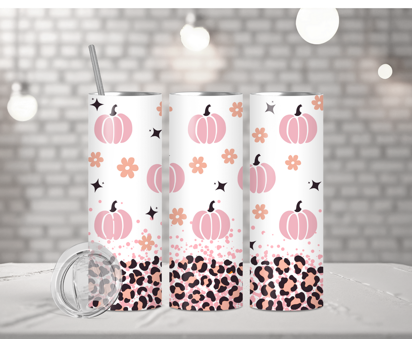 Pink Pumpkins Leopard | Sublimation Tumbler Transfer - Griffin Expressions