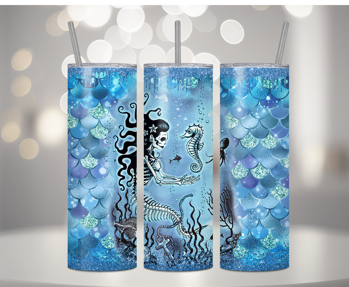 Skeleton Mermaid | Sublimation Tumbler Transfer - Griffin Expressions