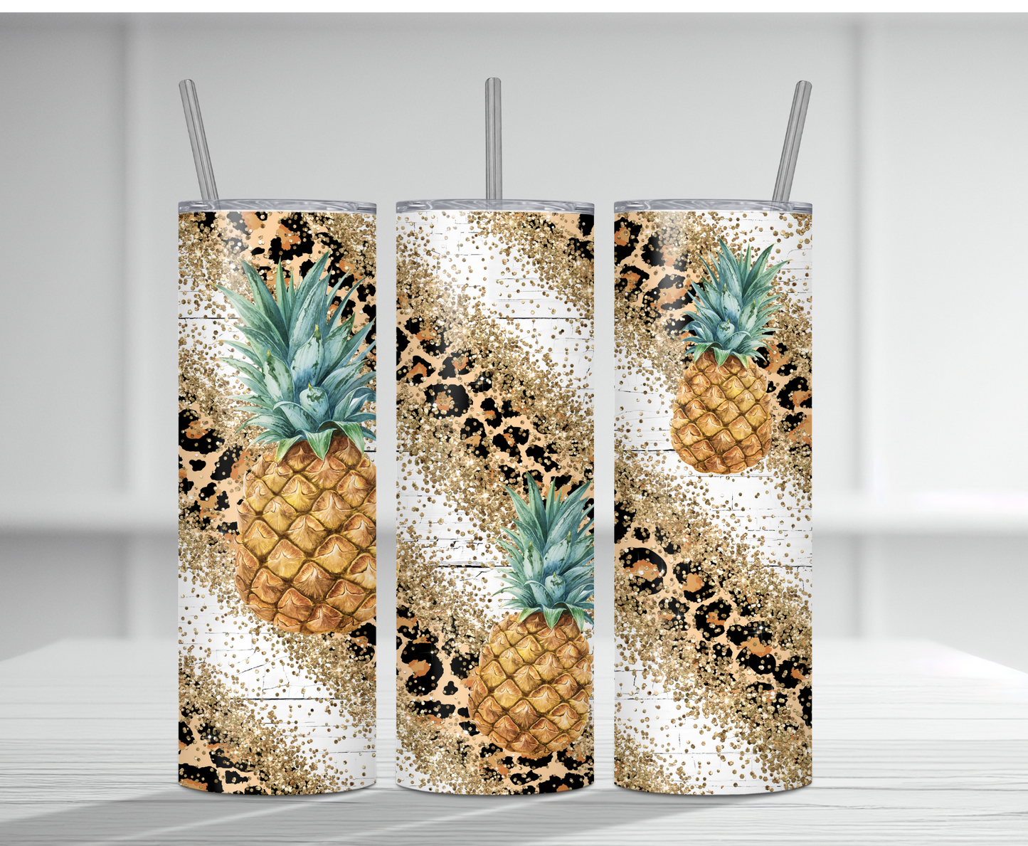Pineapple Glitter Leopard | Sublimation Tumbler Transfer - Griffin Expressions