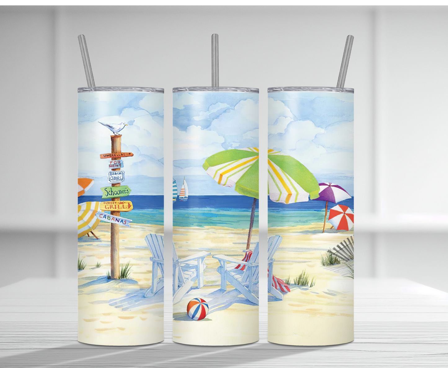 Beach Chairs | Sublimation Tumbler Transfer - Griffin Expressions