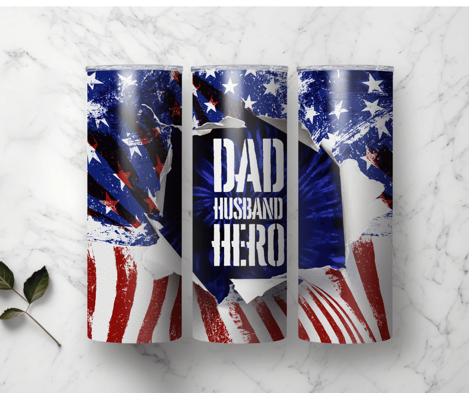 Dad Husband Hero Flag | Sublimation Tumbler Transfer - Griffin Expressions