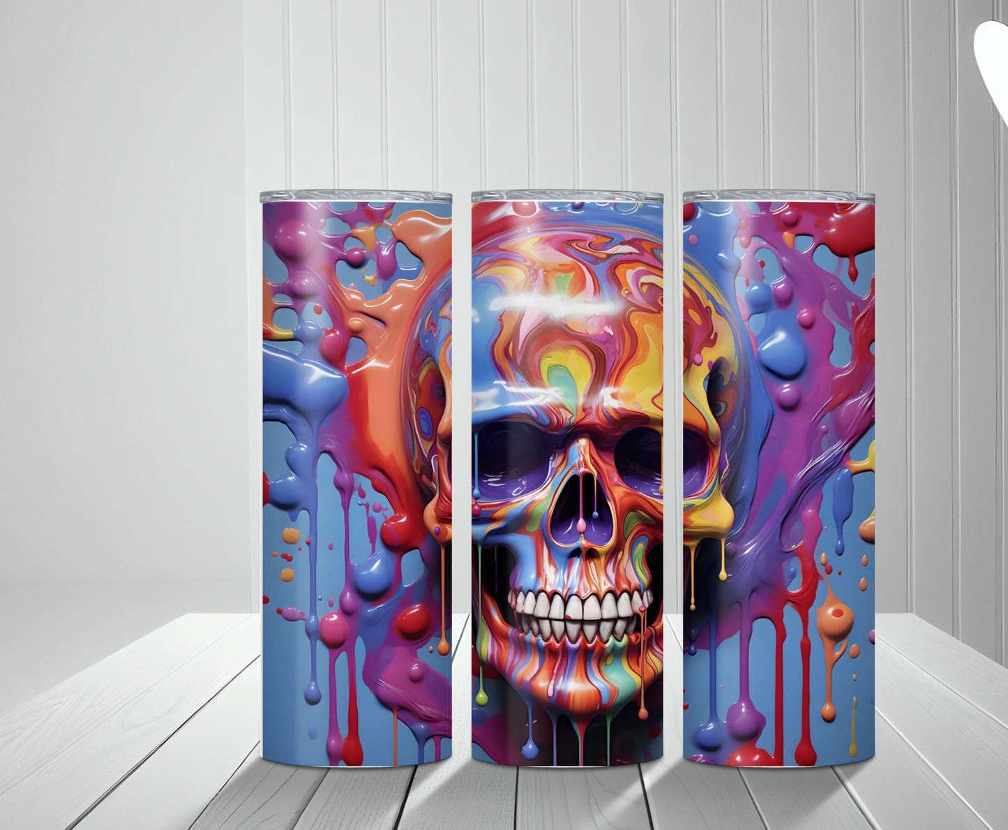 Paint Drip Skull | Sublimation Tumbler Transfer - Griffin Expressions