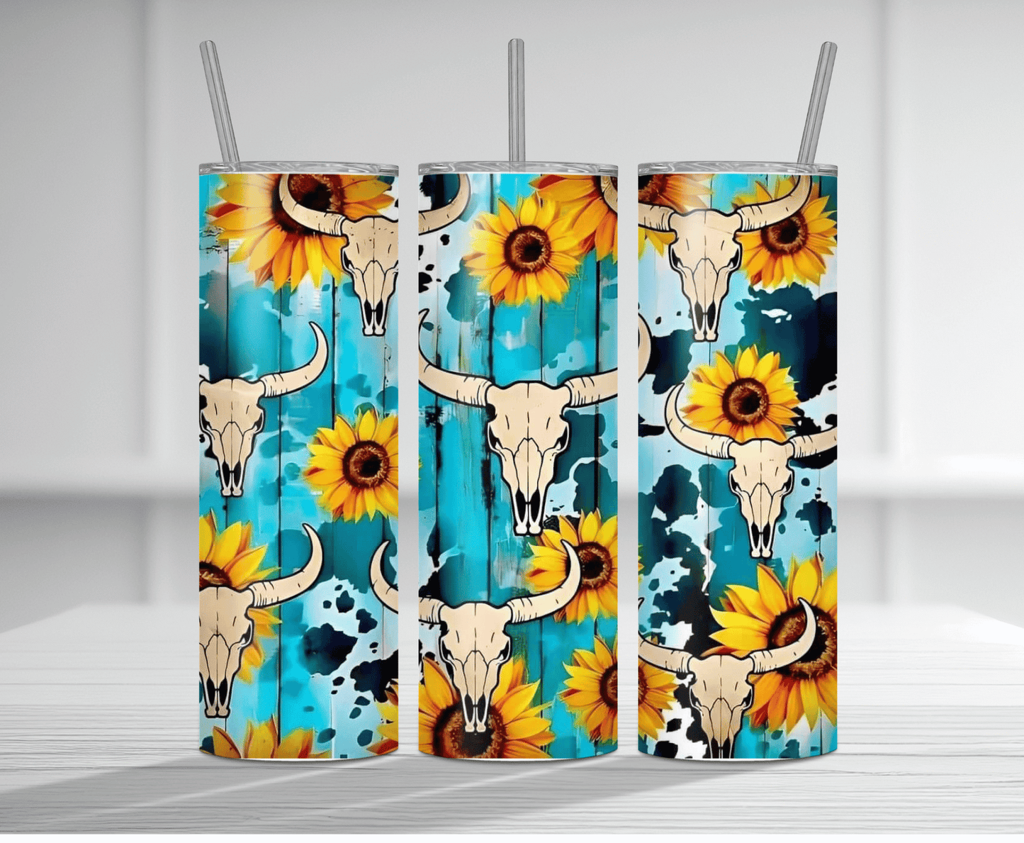 Sunflower Bull Head | Sublimation Tumbler Transfer - Griffin Expressions