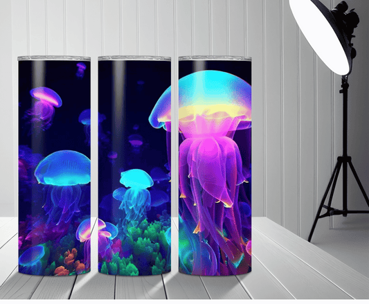 Glowing Jelly Fish | Sublimation Tumbler Transfer