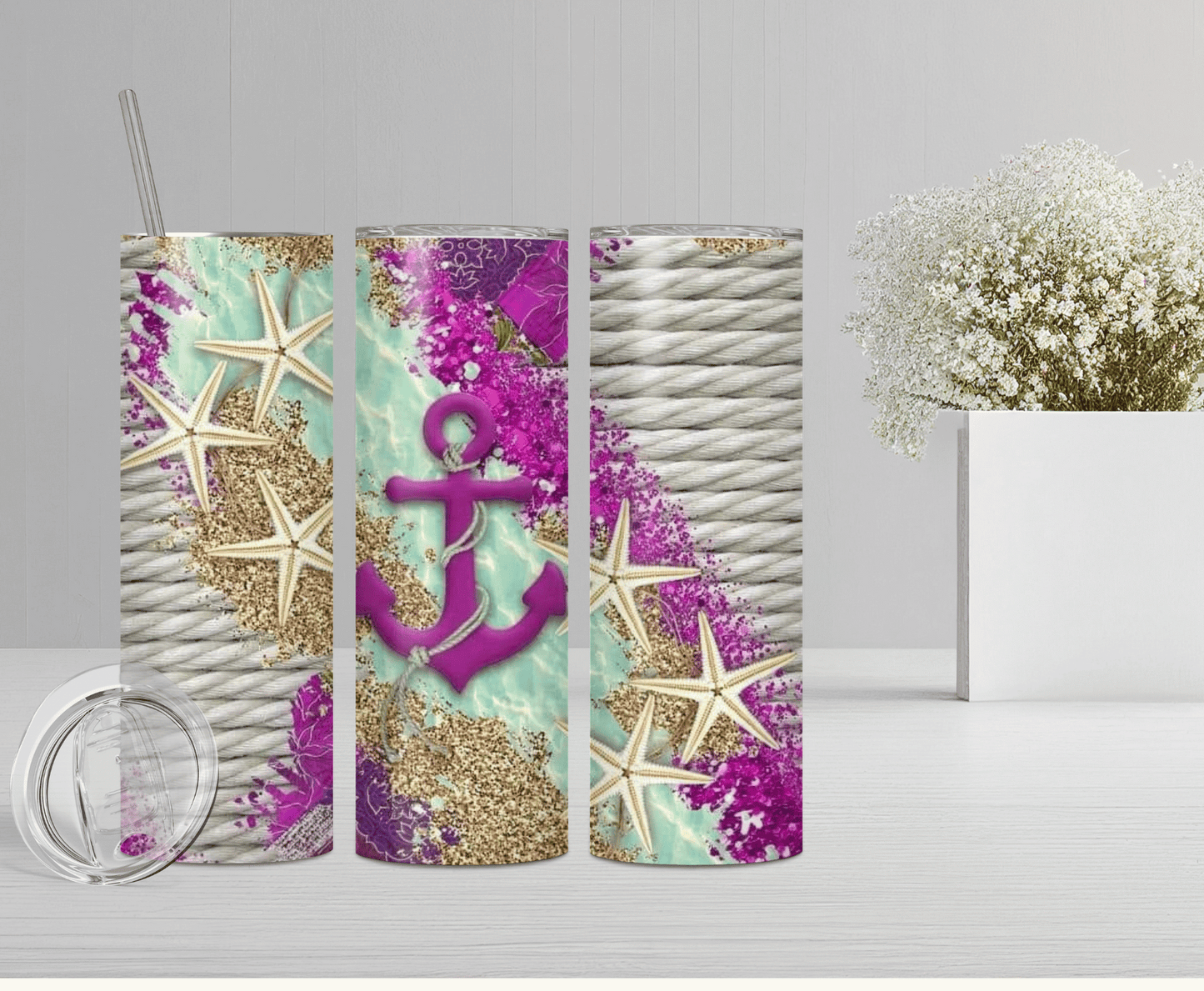 Pink Starfish Anchor | Sublimation Tumbler Transfer