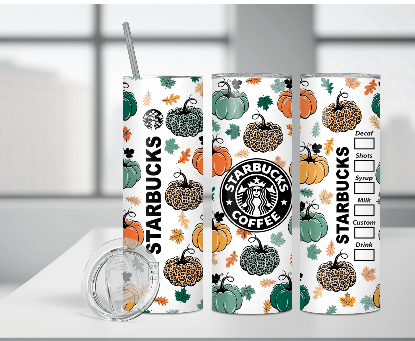 Pumpkin Starbucks | Sublimation Tumbler Transfer - Griffin Expressions