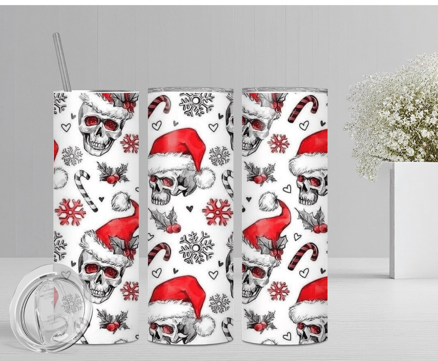 Christmas Skulls | Sublimation Tumbler Transfer - Griffin Expressions