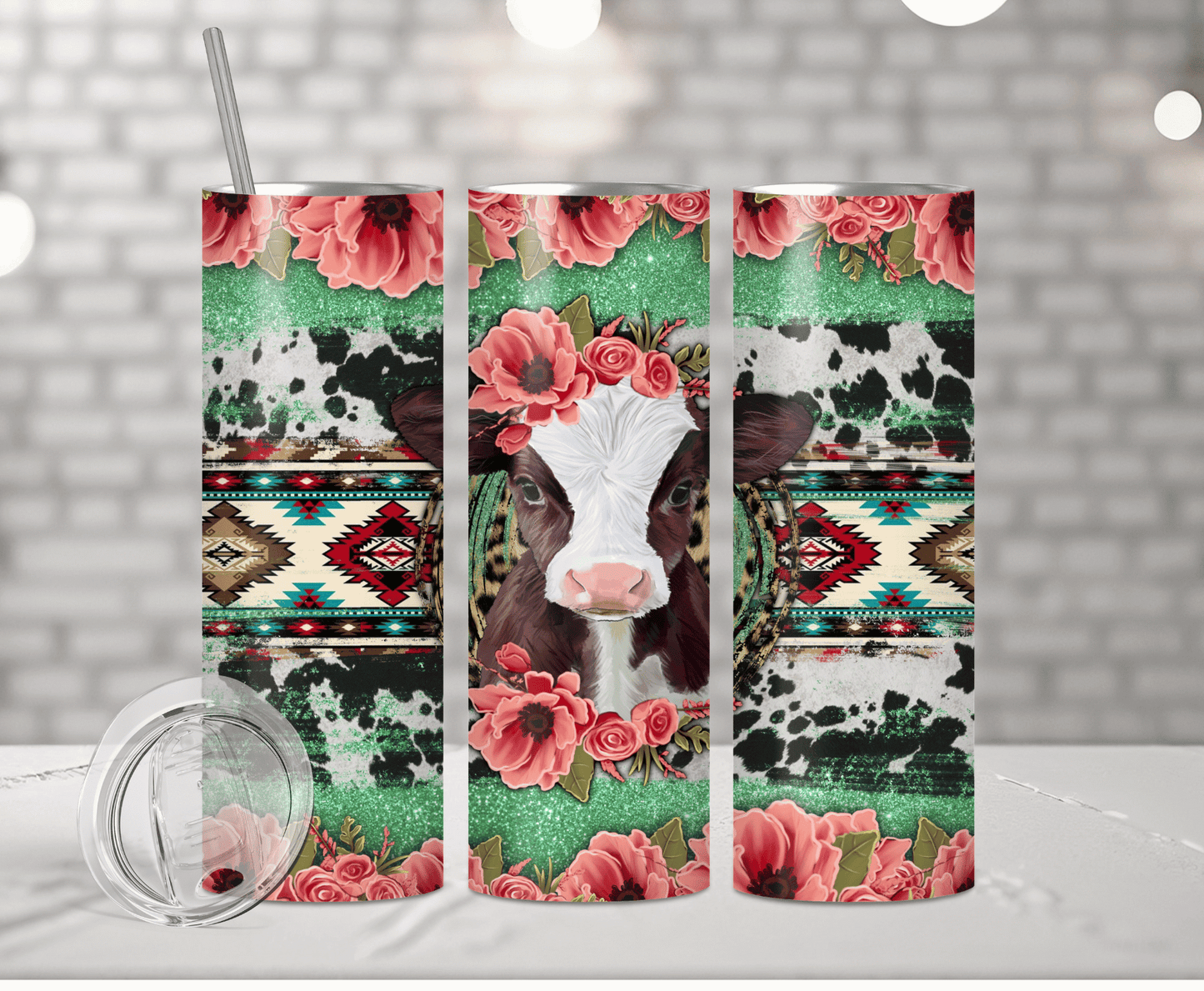 Floral Baby Cow | Sublimation Tumbler Transfer - Griffin Expressions