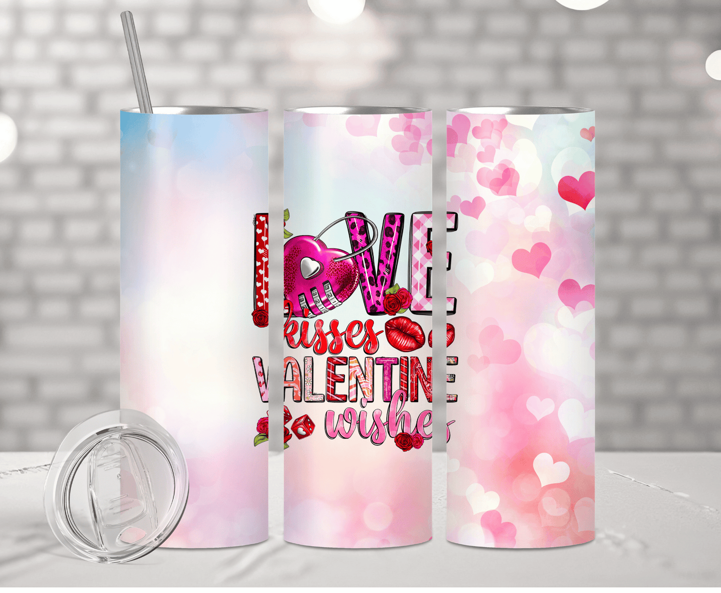 Love Kisses Valentine Wishes | Sublimation Tumbler Transfer - Griffin Expressions