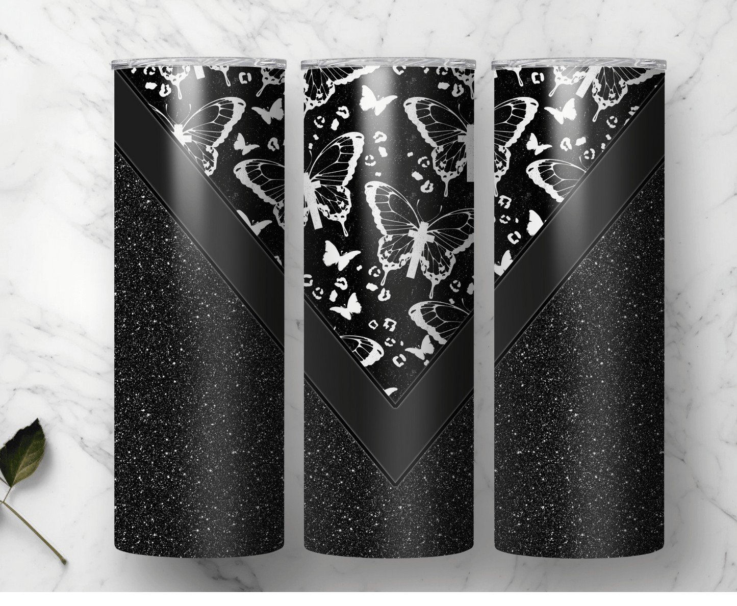 Glittery Black Butterfly | Sublimation Tumbler Transfer - Griffin Expressions