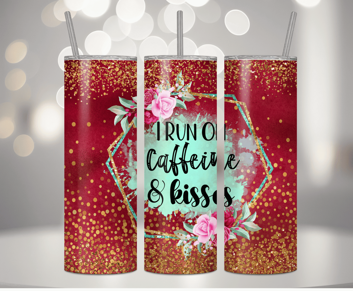 Caffeine & Kisses | Sublimation Tumbler Transfer