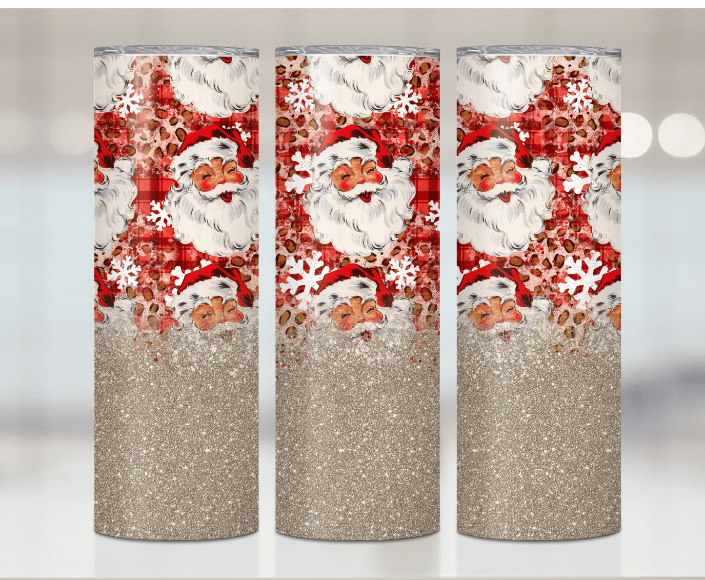Santa Glitter Snowflakes | Sublimation Tumbler Transfer - Griffin Expressions