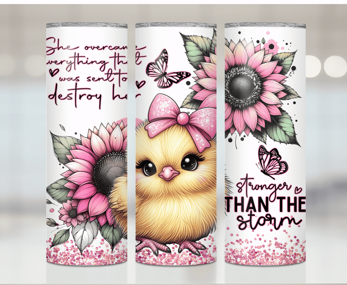 Pink Chicken Strong | Sublimation Tumbler Transfer - Griffin Expressions