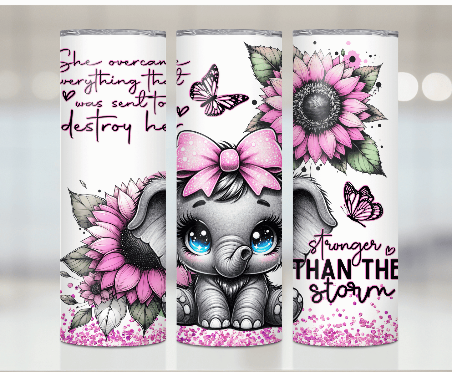 Pink Elephant Strong | Sublimation Tumbler Transfer - Griffin Expressions