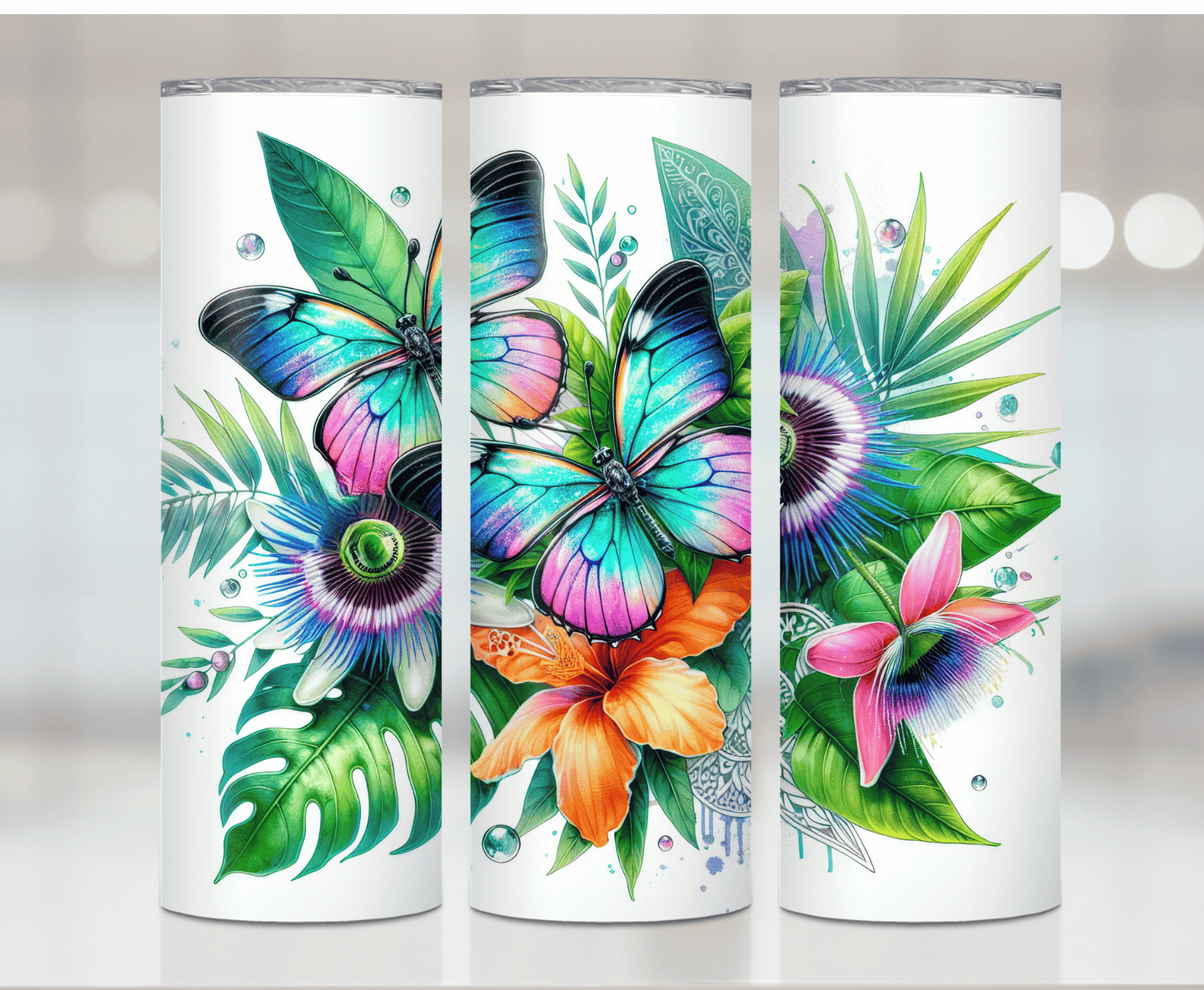 Floral Butterfly's | Sublimation Tumbler Transfer - Griffin Expressions