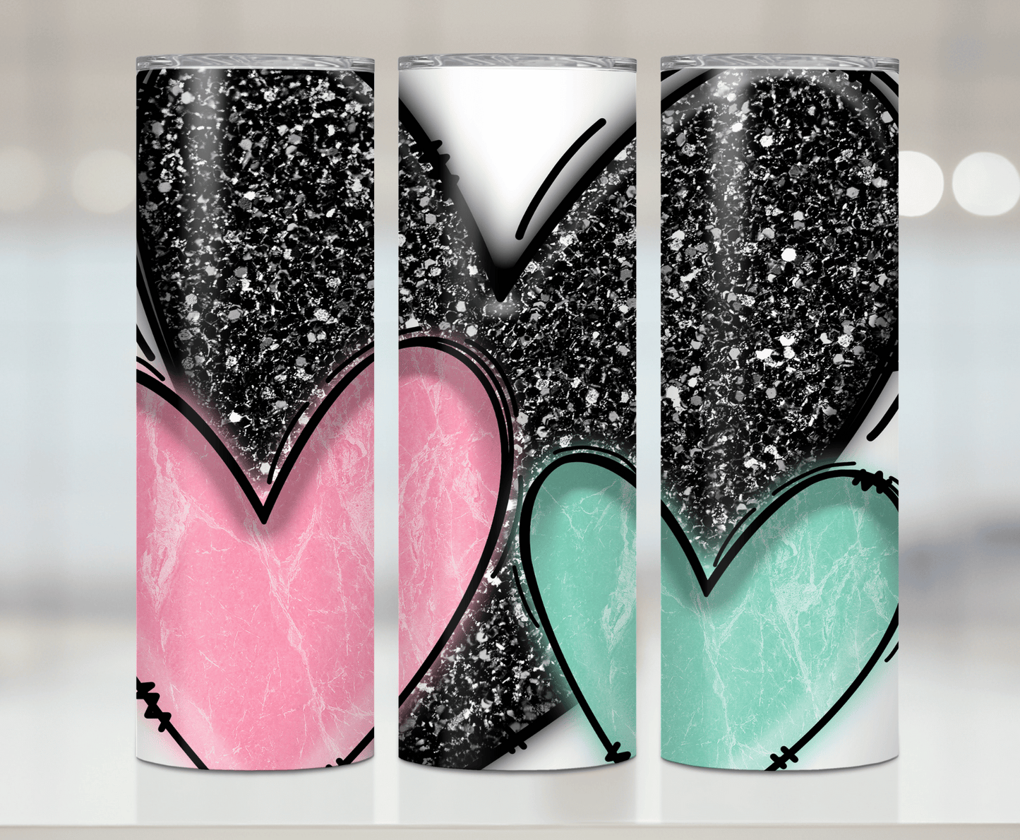 Glitter Hearts | Sublimation Tumbler Transfer - Griffin Expressions