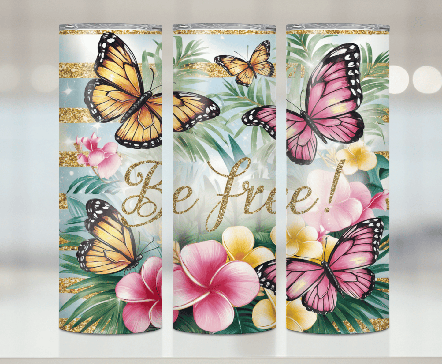 Be Free Butterfly Print | Premium Sublimation Tumbler Transfers – Vibrant, Long-Lasting Designs