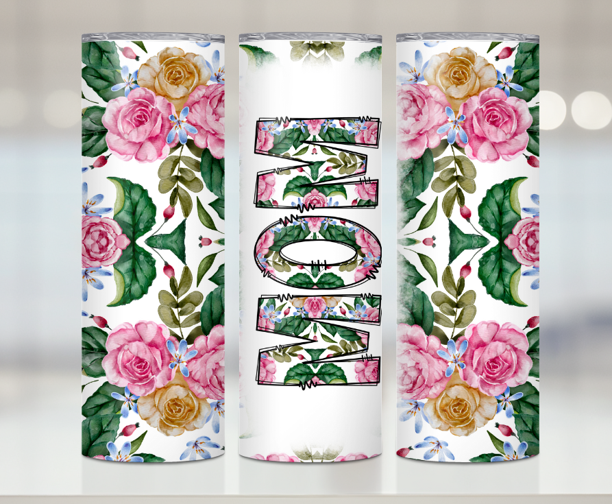 Floral Mom Green and Pink Print | Premium Sublimation Tumbler Transfers – Vibrant, Long-Lasting Designs