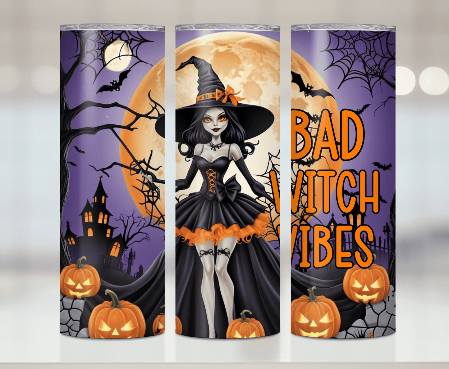 Halloween Bad Bitch Vibes | Premium Sublimation Tumbler Transfers – Vibrant, Long-Lasting Designs