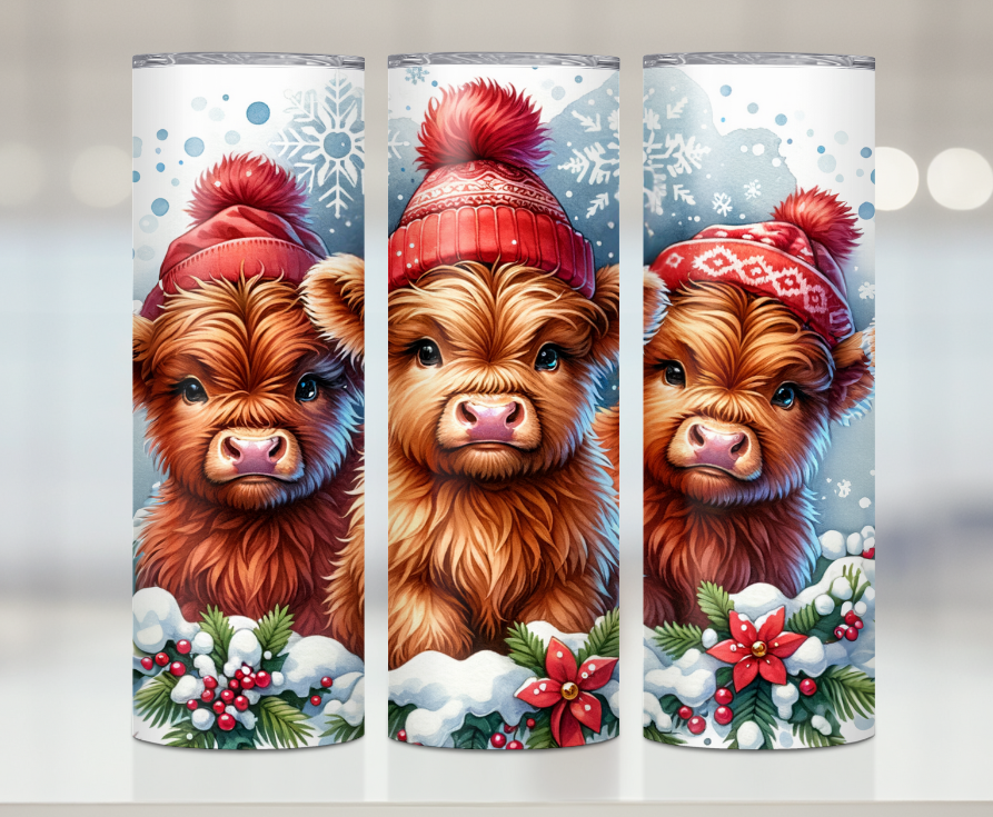 Three Christmas Cows | Premium Sublimation Tumbler Transfers – Vibrant, Long-Lasting Designs