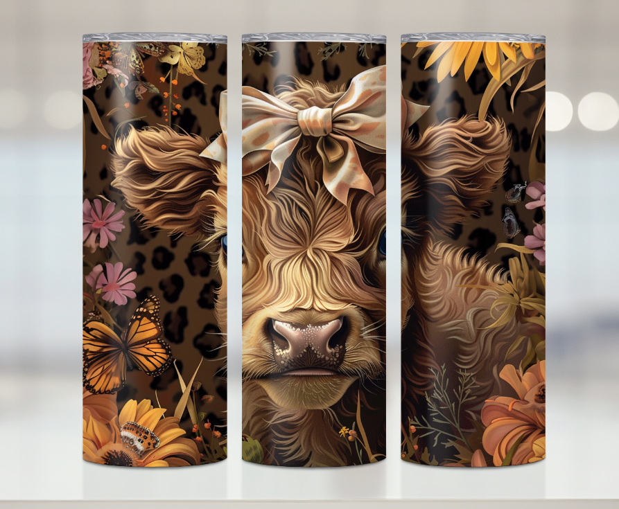 Pretty Fall Highland Cow | Premium Sublimation Tumbler Transfers – Vibrant, Long-Lasting Designs