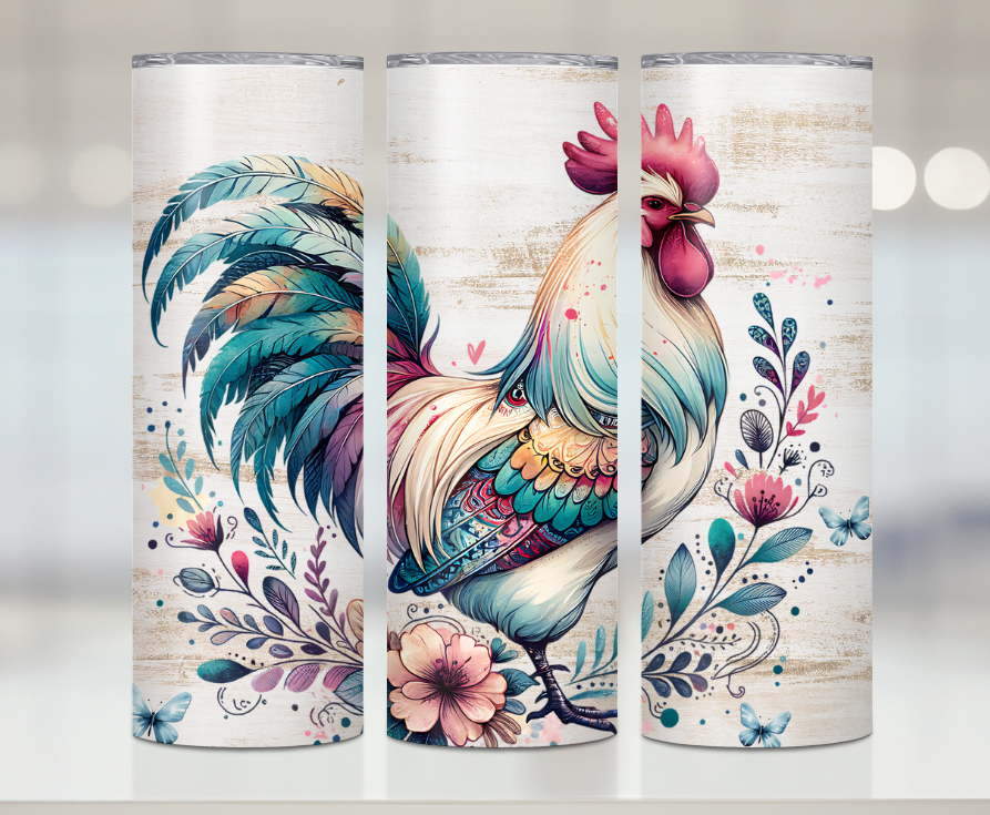 Pastel Colorful Rooster | Premium Sublimation Tumbler Transfers – Vibrant, Long-Lasting Designs