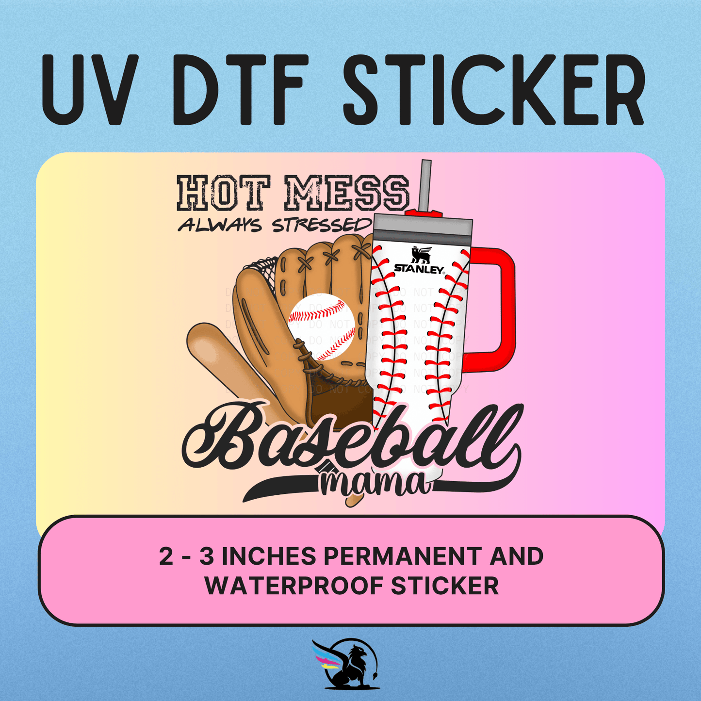 Hot Mess Baseball Mama| UV DTF STICKER