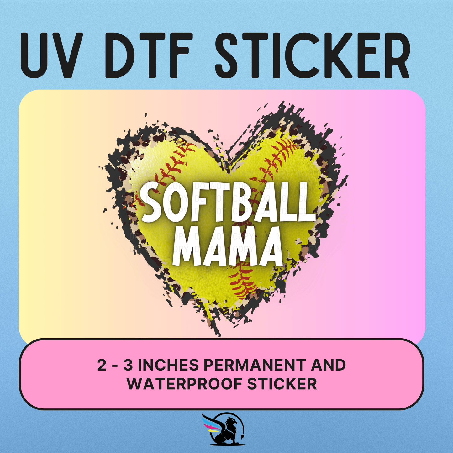 SoftBall Mama heart | UV DTF STICKER