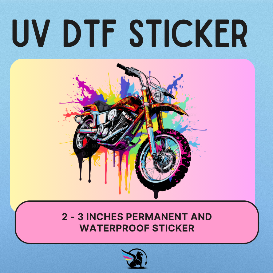 Water Colored Dirt Bike | UV DTF STICKER
