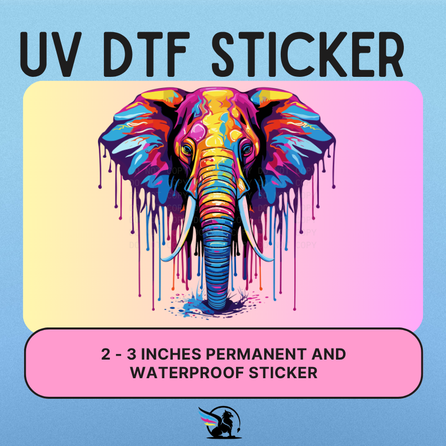 Water Colored Elephant | UV DTF STICKER