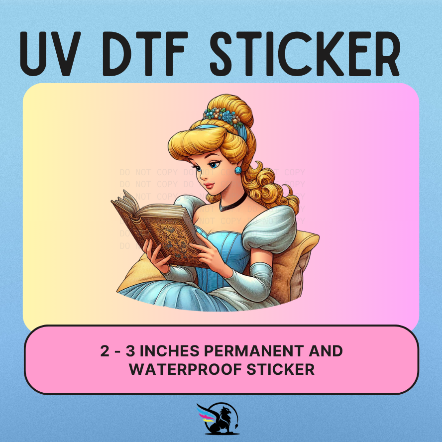 Lost Shoe Princess Reading | UV DTF STICKER