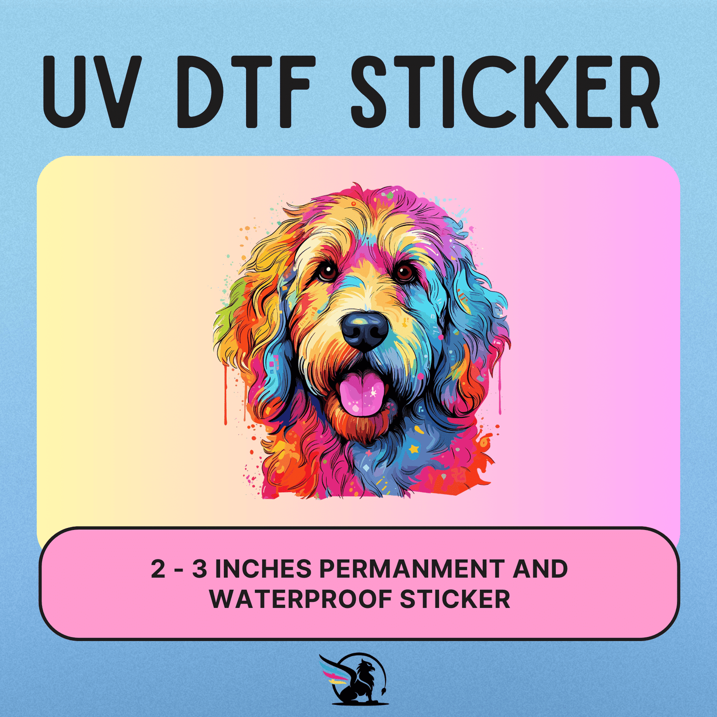 Colorful Goldendoodle | UV DTF STICKER