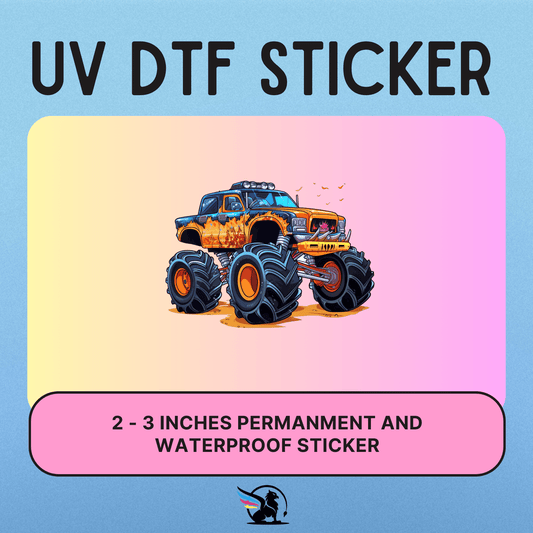 Orange And Blue Monster Truck | UV DTF STICKER