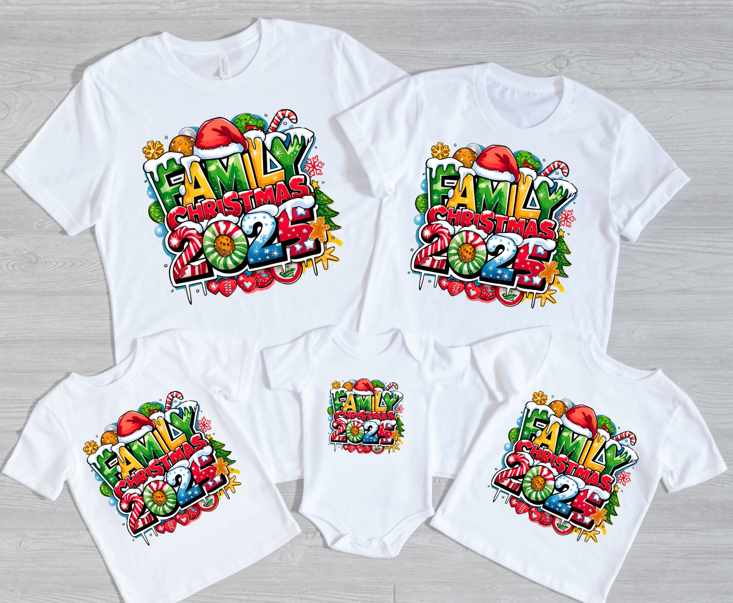 Premade DTF Transfer Gang Sheet For Graphic Tees | Family Christmas 2025