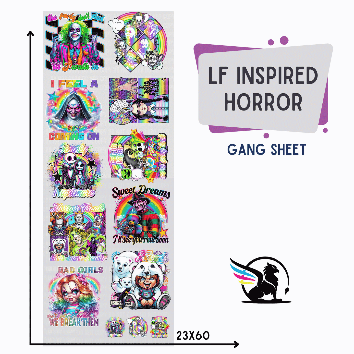 LF Inspired Horror | Premade DTF Transfer Gang Sheet For Graphic Tees - Griffin Expressions