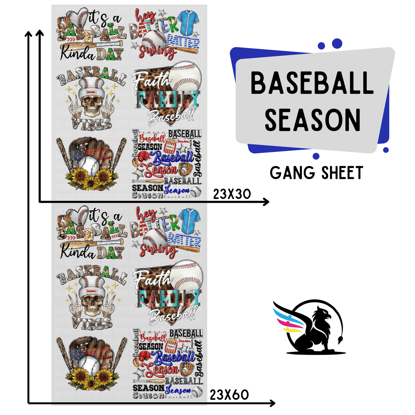 Baseball Season | Premade DTF Transfer Gang Sheet For Graphic Tees - Griffin Expressions